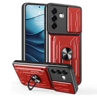 For Samsung Galaxy S25+ 5G Sliding Camshield TPU+PC Phone Case with Card Slot(Red)