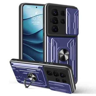 For Samsung Galaxy S25 Ultra 5G Sliding Camshield TPU+PC Phone Case with Card Slot(Blue)