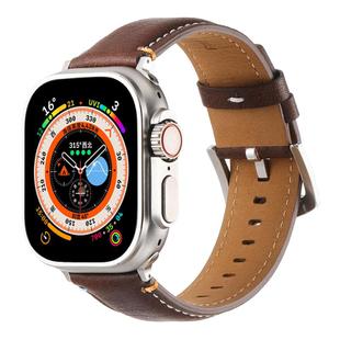 For Apple Watch 46mm / 49mm / 45mm / 44mm Kalebol Stitched Genuine Leather Watch Band(Pull Up Leather Coffee)