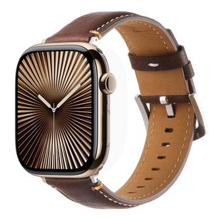 For Apple Watch 42mm / 41mm / 40mm / 38mm Kalebol Stitched Genuine Leather Watch Band(Pull Up Leather Coffee)