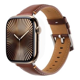 For Apple Watch 42mm / 41mm / 40mm / 38mm Kalebol Stitched Genuine Leather Watch Band(Pull Up Leather Brown)