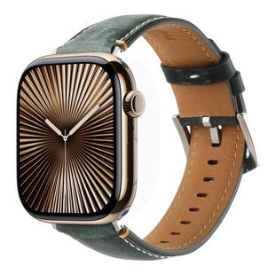 For Apple Watch 42mm / 41mm / 40mm / 38mm Kalebol Stitched Genuine Leather Watch Band(Frosted Green)