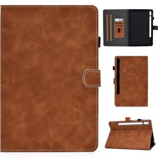 For Samsung Galaxy Tab S8 / Galaxy Tab S7 T870 Cowhide Texture Horizontal Flip Leather Case with Holder & Card Slots & Sleep / Wake-up Function(Brown)