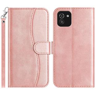 For Samsung Galaxy A03 Dual-Folded S-shape Leather Phone Case(Rose Gold)