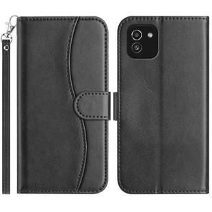 For Samsung Galaxy A03 Dual-Folded S-shape Leather Phone Case(Black)