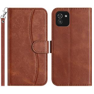 For Samsung Galaxy A03 Dual-Folded S-shape Leather Phone Case(Coffee)