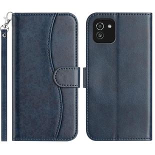 For Samsung Galaxy A03 Dual-Folded S-shape Leather Phone Case(Navy Blue)