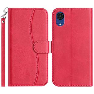 For Samsung Galaxy A03 Core Dual-Folded S-shape Leather Phone Case(Rose Red)