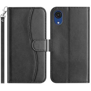 For Samsung Galaxy A03 Core Dual-Folded S-shape Leather Phone Case(Black)