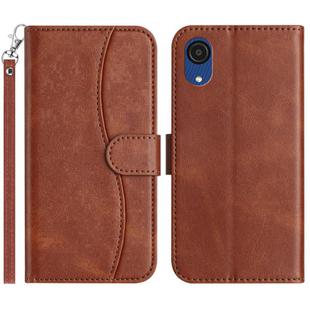 For Samsung Galaxy A03 Core Dual-Folded S-shape Leather Phone Case(Coffee)