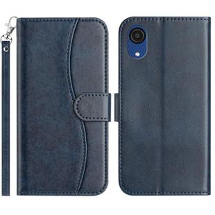 For Samsung Galaxy A03 Core Dual-Folded S-shape Leather Phone Case(Navy Blue)