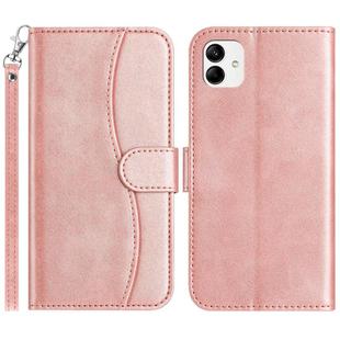 For Samsung Galaxy A05 Dual-Folded S-shape Leather Phone Case(Rose Gold)