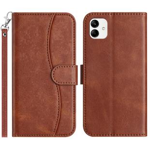 For Samsung Galaxy A05 Dual-Folded S-shape Leather Phone Case(Coffee)