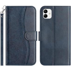 For Samsung Galaxy A05 Dual-Folded S-shape Leather Phone Case(Navy Blue)