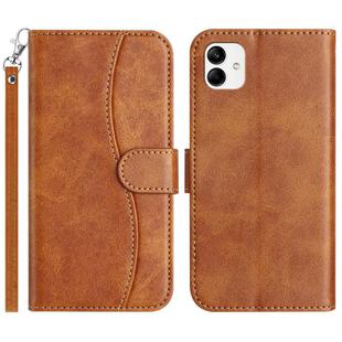 For Samsung Galaxy A06 Dual-Folded S-shape Leather Phone Case(Brown)