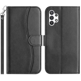 For Samsung Galaxy A13 4G Dual-Folded S-shape Leather Phone Case(Black)
