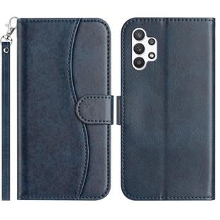 For Samsung Galaxy A13 4G Dual-Folded S-shape Leather Phone Case(Navy Blue)