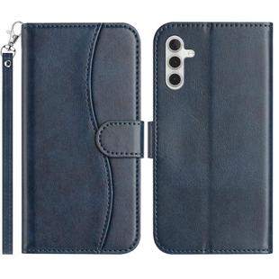 For Samsung Galaxy A25 5G Dual-Folded S-shape Leather Phone Case(Navy Blue)