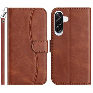For Samsung Galaxy A26 5G Dual-Folded S-shape Leather Phone Case(Coffee)