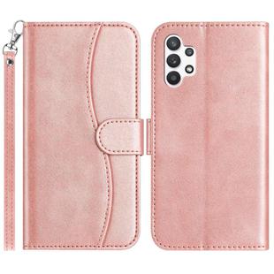 For Samsung Galaxy A32 5G Dual-Folded S-shape Leather Phone Case(Rose Gold)