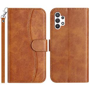 For Samsung Galaxy A32 5G Dual-Folded S-shape Leather Phone Case(Brown)