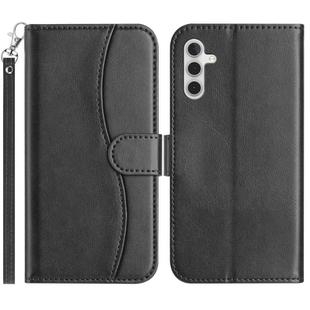 For Samsung Galaxy A34 5G Dual-Folded S-shape Leather Phone Case(Black)