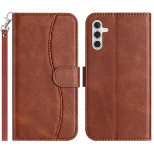 For Samsung Galaxy A34 5G Dual-Folded S-shape Leather Phone Case(Coffee)