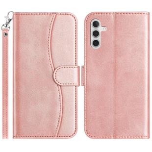 For Samsung Galaxy A35 5G Dual-Folded S-shape Leather Phone Case(Rose Gold)