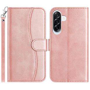 For Samsung Galaxy A36 5G Dual-Folded S-shape Leather Phone Case(Rose Gold)