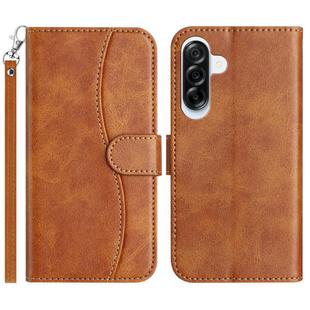 For Samsung Galaxy A36 5G Dual-Folded S-shape Leather Phone Case(Brown)