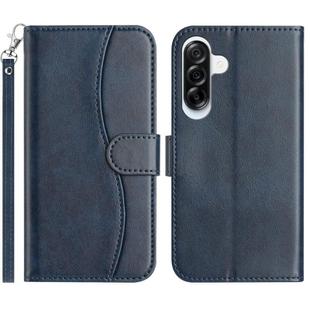 For Samsung Galaxy A36 5G Dual-Folded S-shape Leather Phone Case(Navy Blue)