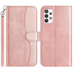 For Samsung Galaxy A53 5G Dual-Folded S-shape Leather Phone Case(Rose Gold)