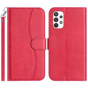 For Samsung Galaxy A72 4G / 5G Dual-Folded S-shape Leather Phone Case(Rose Red)