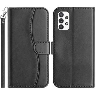 For Samsung Galaxy A72 4G / 5G Dual-Folded S-shape Leather Phone Case(Black)
