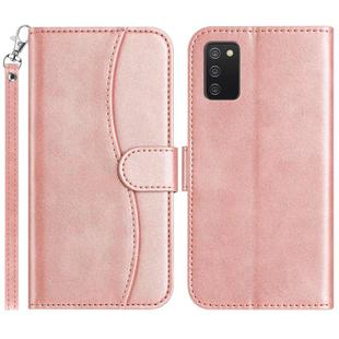 For Samsung Galaxy A02s 164mm Dual-Folded S-shape Leather Phone Case(Rose Gold)