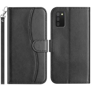 For Samsung Galaxy A02s 164mm Dual-Folded S-shape Leather Phone Case(Black)