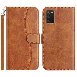 For Samsung Galaxy A02s 164mm Dual-Folded S-shape Leather Phone Case(Brown)