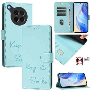 For OPPO Find X8s 5G Smile Embossing RFID Leather Phone Case(Mint Green)