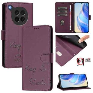For OPPO Find X8s 5G Smile Embossing RFID Leather Phone Case(Violet)