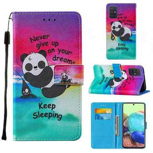 For Samsung Galaxy A71 5G Cross Texture Painting Pattern Horizontal Flip Leather Case with Holder & Card Slots & Wallet & Lanyard(Sleeping Panda)