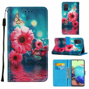 For Samsung Galaxy A71 5G Cross Texture Painting Pattern Horizontal Flip Leather Case with Holder & Card Slots & Wallet & Lanyard(Chrysanthemum)