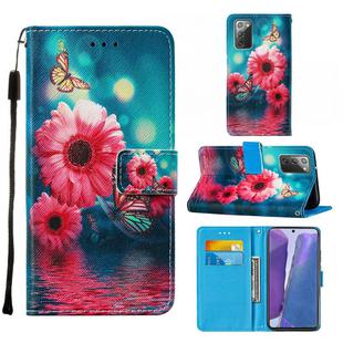 For Samsung Galaxy Note20 / 5G Cross Texture Painting Pattern Horizontal Flip Leather Case with Holder & Card Slots & Wallet & Lanyard(Chrysanthemum)
