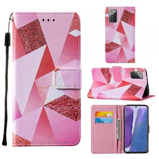 For Samsung Galaxy Note20 / 5G Cross Texture Painting Pattern Horizontal Flip Leather Case with Holder & Card Slots & Wallet & Lanyard(Pink Rhombus)