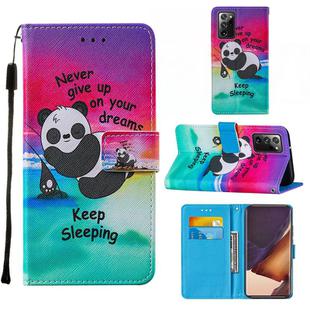 For Samsung Galaxy Note20 Ultra / 5G Cross Texture Painting Pattern Horizontal Flip Leather Case with Holder & Card Slots & Wallet & Lanyard(Sleeping Panda)