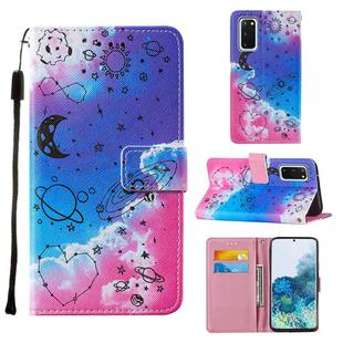 For Samsung Galaxy S20 Cross Texture Painting Pattern Horizontal Flip Leather Case with Holder & Card Slots & Wallet & Lanyard(Love Universe)