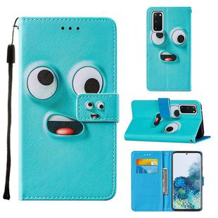 For Samsung Galaxy S20 Cross Texture Painting Pattern Horizontal Flip Leather Case with Holder & Card Slots & Wallet & Lanyard(Big-eye Monster)