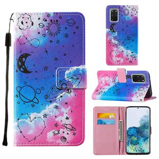 For Samsung Galaxy S20+ Cross Texture Painting Pattern Horizontal Flip Leather Case with Holder & Card Slots & Wallet & Lanyard(Love Universe)