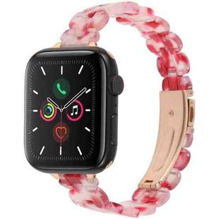 For Apple Watch 46mm / 49mm / 45mm / 44mm Oval Resin Watch Band(Red Floral)