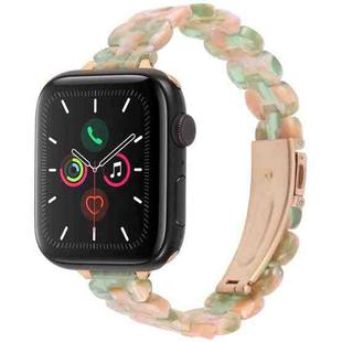For Apple Watch 46mm / 49mm / 45mm / 44mm Oval Resin Watch Band(Pink Green)