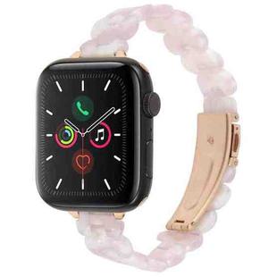 For Apple Watch 42mm / 41mm / 40mm / 38mm Oval Resin Watch Band(Pink Flower)